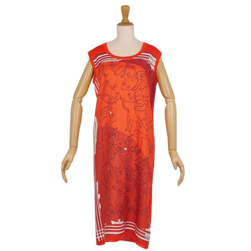 Hermes Dress Sleeveless Knit With Silk Transition