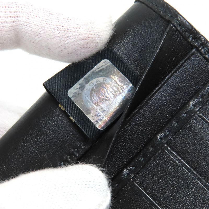 Bvlgari 280922 OCTO Leather Logo Shape Stamped Bifold Long Wallet