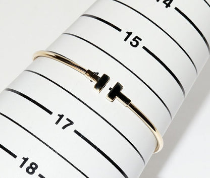 Tiffany & Co Bracelet Bangle 18K Yellow Gold T Narrow Wire Bracelet Large