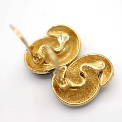 Christian DIOR Earrings Rhinestone Black Stone Women's Accessories H1746