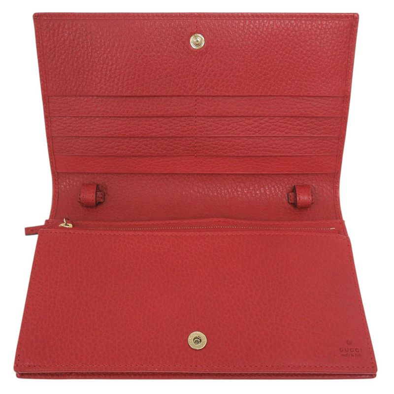 Gucci 368231 Leather Red Shoulder Wallet Shoulder Bag Long Wallet Red 0462 Gucci