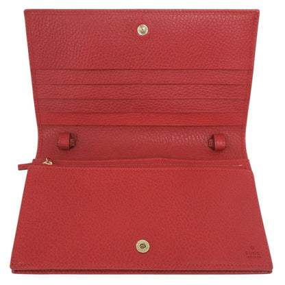 Gucci 368231 Leather Red Shoulder Wallet Shoulder Bag Long Wallet Red 0462 Gucci