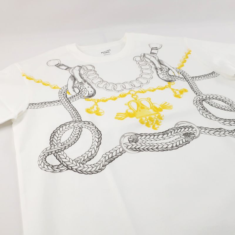 Hermes T-shirt Short Sleeve White Notation Size 36 5h4639dx Cotton