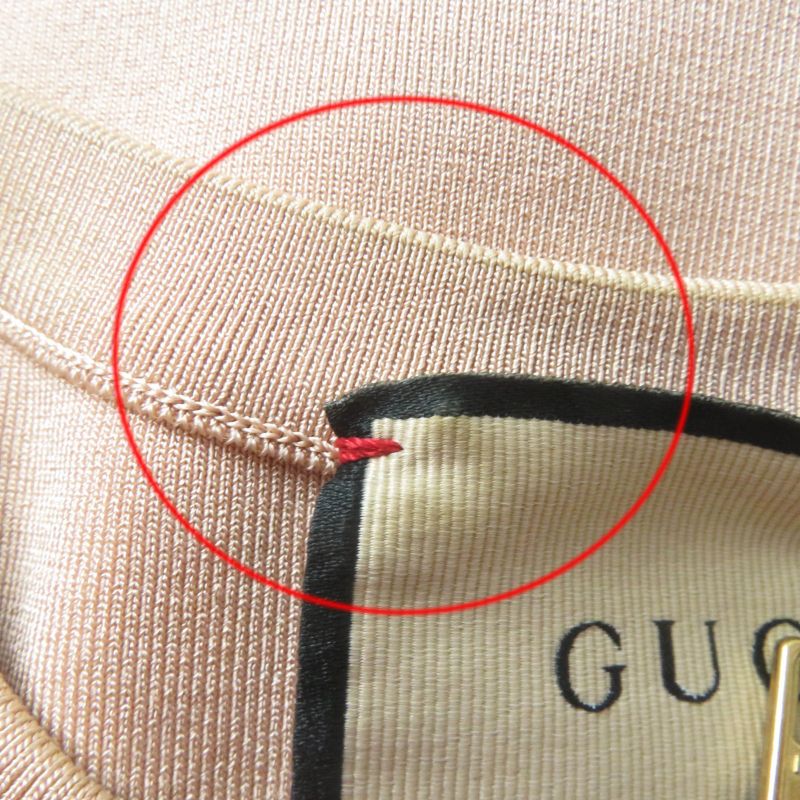 Gucci 22SS 678207 Front Zip Jersey Short Sleeve Knit Dress Pink Beige XS Made