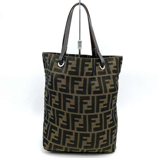 Fendi Handbag Khaki Nylon And Leather Zucca Women Men