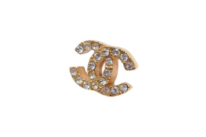 Chanel CC Logo Earrings 01 Rhinestone Metal Gold Clear — view 2