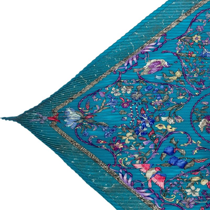 Hermes Scarf Silk Pleated Oriental And Western Jewel Multicolor With Box