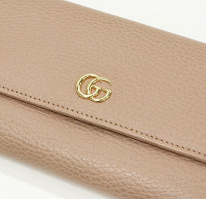 Gucci Zipper Long Wallet With Coin Purse GG Marmont Calfskin Dusty Pink Gold