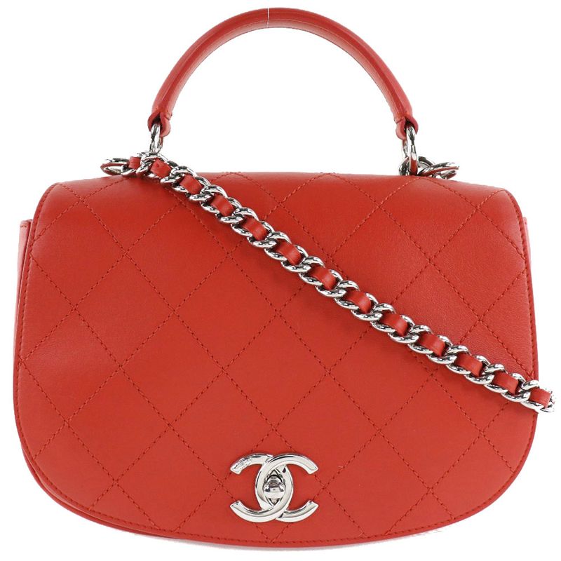 Chanel Chain Shoulder Matelasse 2WAY Calf Red Ladies Shoulder Bag