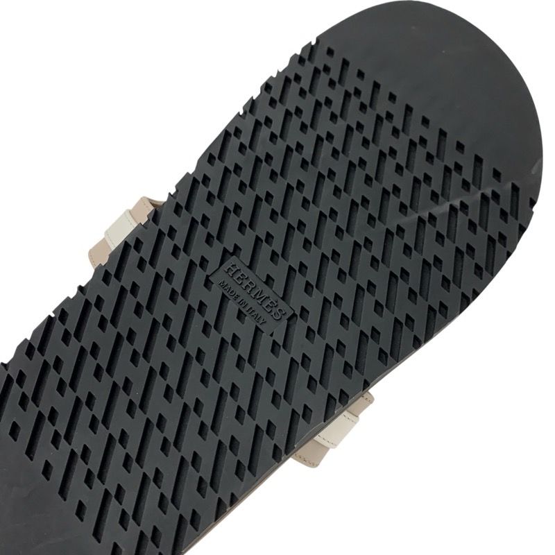 Hermes Empeel Sandals Shoes Leather Brown White Unused Kelly Hardware Mule Flat