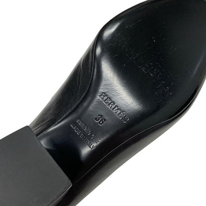 Hermes Cheilly Loafer Leather Shoes Leather Black Silver Hhardware Constance