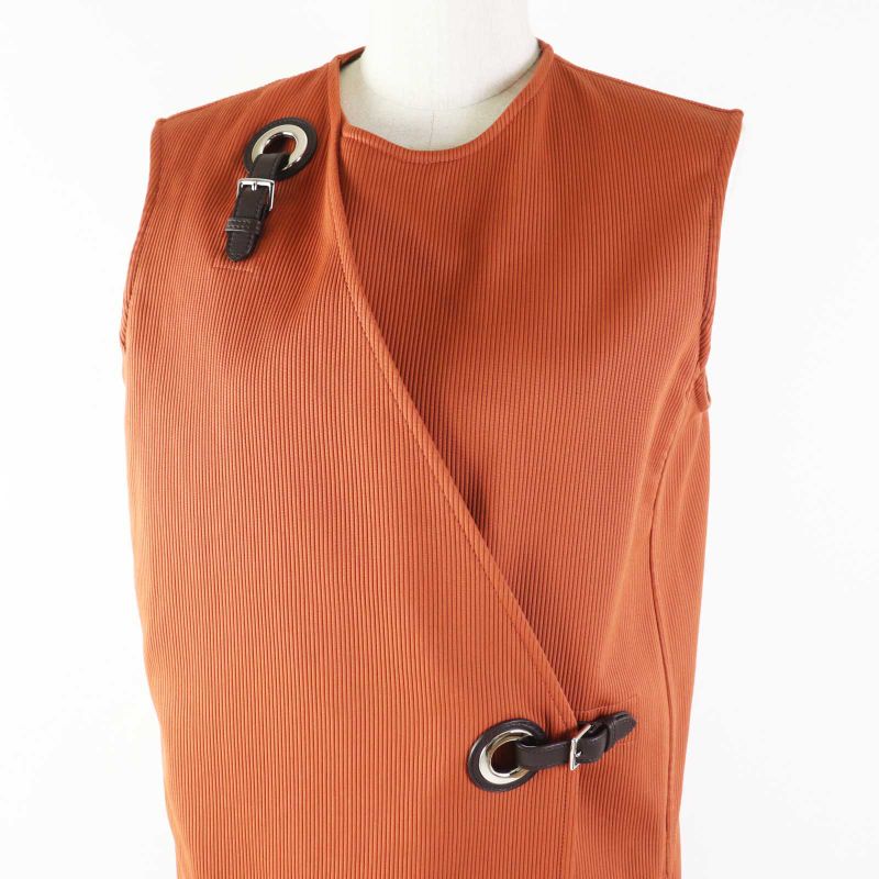 Hermes 22SS 2e0527d6 Silver Hardware ROBE Portefeuille Dress Terracotta 38