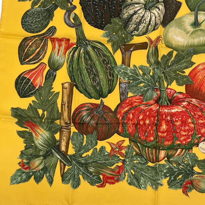 Hermes Carre 90 Citrouilles ET Coloquintes Pumpkins And Colocynths Silk Scarf