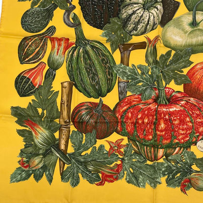 Hermes Carre 90 Citrouilles ET Coloquintes Pumpkins And Colocynths Silk Scarf