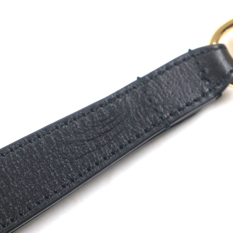 Gucci 700524 Leather Clutch Bag With Horsebit Strap Black Gold Hardware