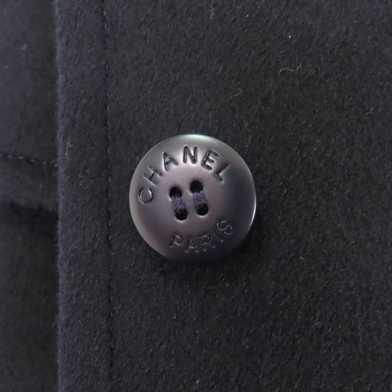 CHANEL 98A P12245 100% Cashmere Jacket With Coco Mark Buttons Dark Navy 38 Made