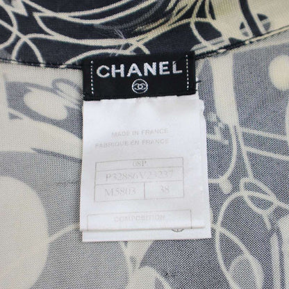 Chanel 2008 Ribbon Neck Silk Sleeveless Top P32886v23237 Black and White 38