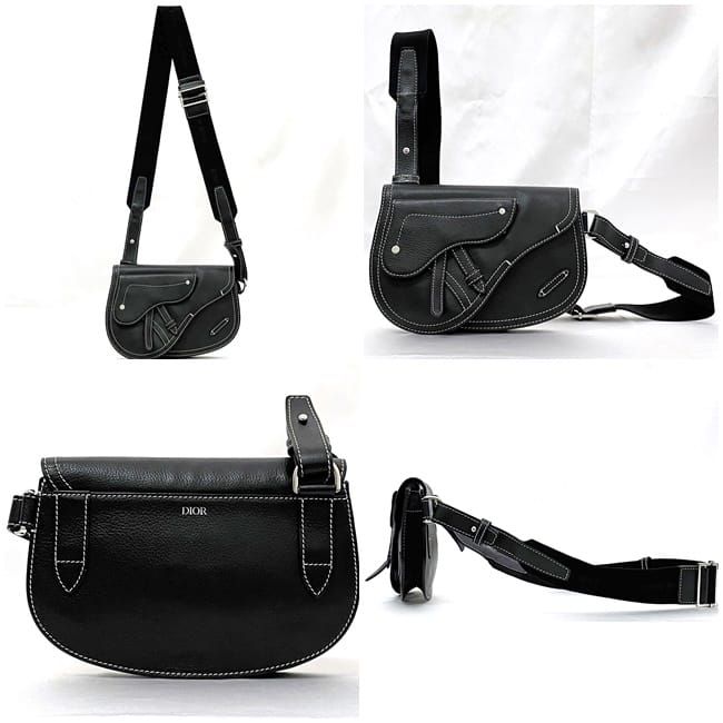 Christian Dior Body Bag Shoulder Bag Black Saddle