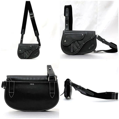 Christian Dior Body Bag Shoulder Bag Black Saddle