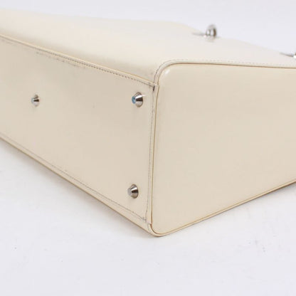 Christian Dior Enamel White Handbag Silver