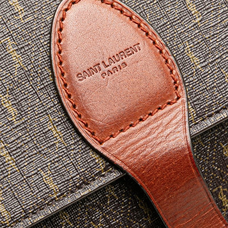 Saint Laurent YSL Monogram 668582 Brown PVC Leather Women's Saint Laurent