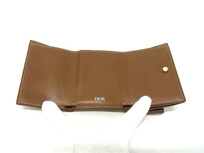 DIOR CD Diamond PVC Trifold Wallet Coin Purse Billfold Card Holder