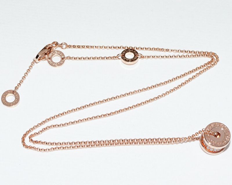 Bulgari Pendant Necklace 18K Pink Gold Diamond 031ct Bzero1 Pendant Necklace