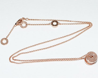 Bulgari Pendant Necklace 18K Pink Gold Diamond 031ct Bzero1 Pendant Necklace
