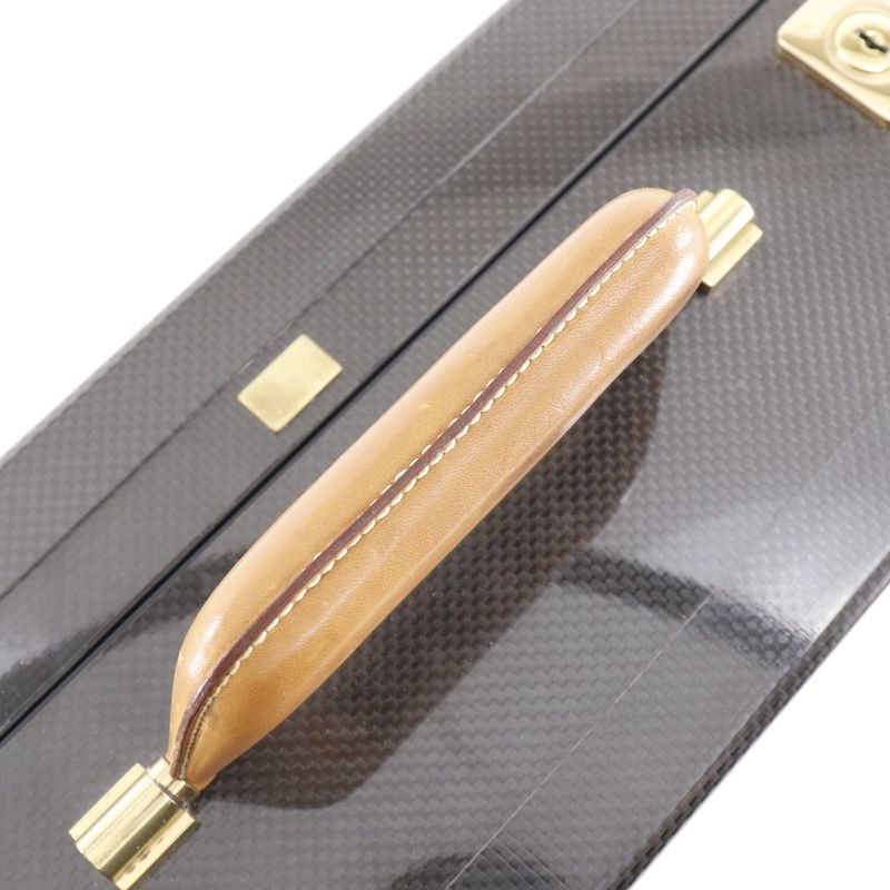 Hermes Espace GM Attache Case Carbon And Leather Black N456/500 Unisex Trunk