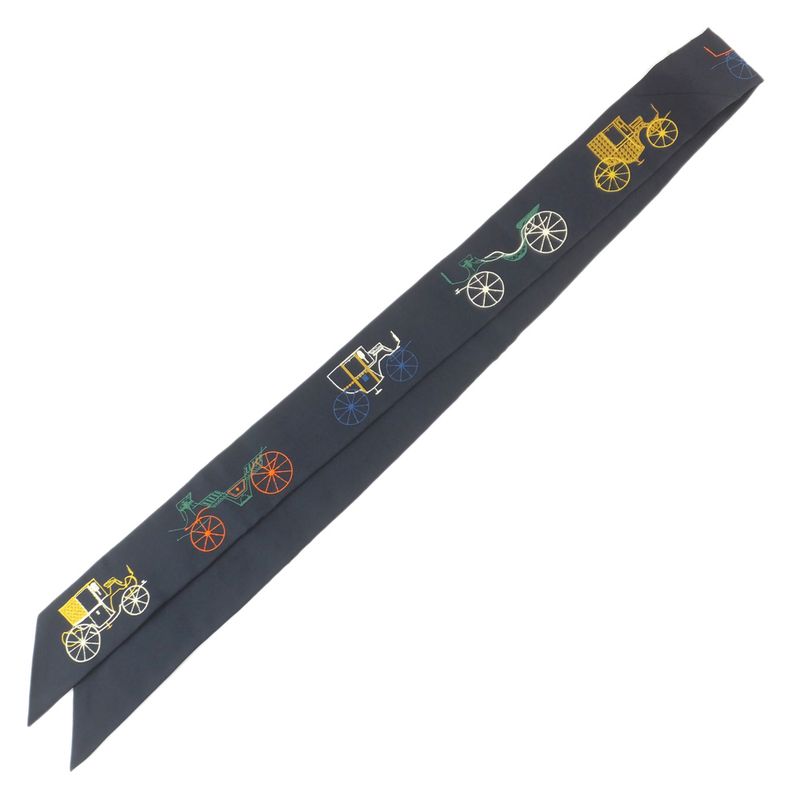Hermes Twilly-long A Toute Berline Embroidery Black Navy- Unused