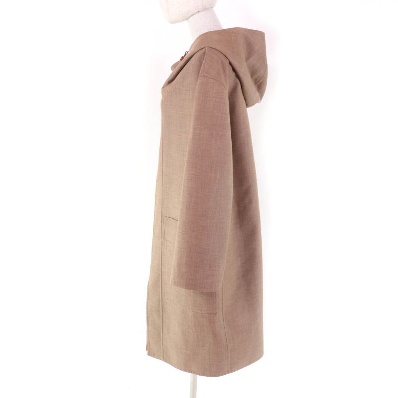 Hermes 2023 3e0105dc Cashmere Silk Blend Double Face Zip Up Hooded Coat Brown