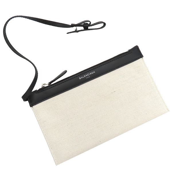 Balenciaga Tote Bag Navy Cabas Su Canvas Leather Ivory X Black Silver Hardware