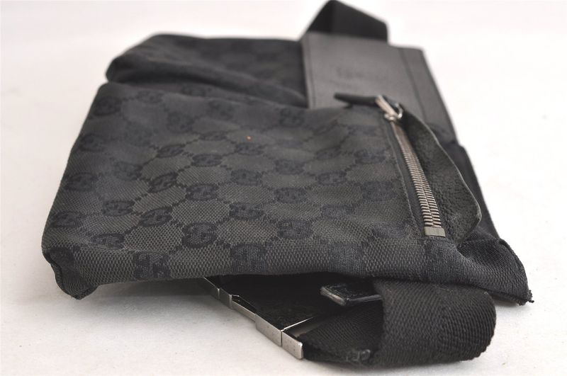 Gucci Vintage Waist Body Bag Wallet GG Canvas Leather 28566 Black 3064n