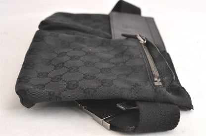 Gucci Vintage Waist Body Bag Wallet GG Canvas Leather 28566 Black 3064n
