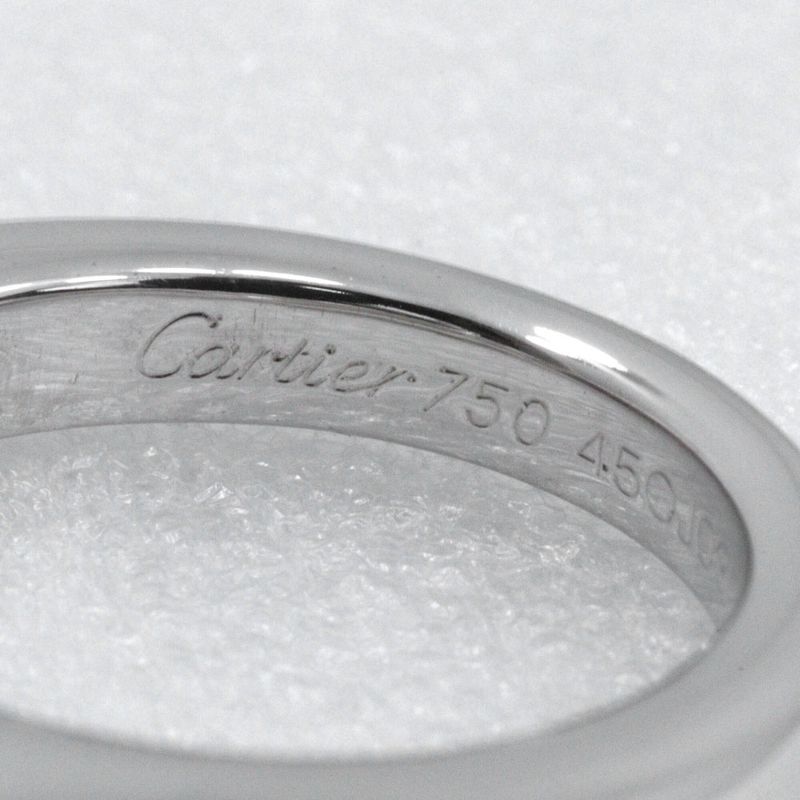 Cartier C De Solitaire 18kwhite Gold With Diamonds #6 Ladies 7.5g Ring