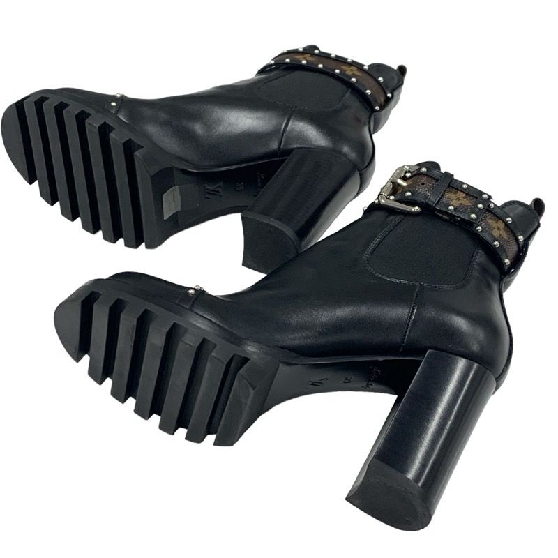 Louis Vuitton Star Trail Line Boots Short Boots Shoes Leather Black Brown