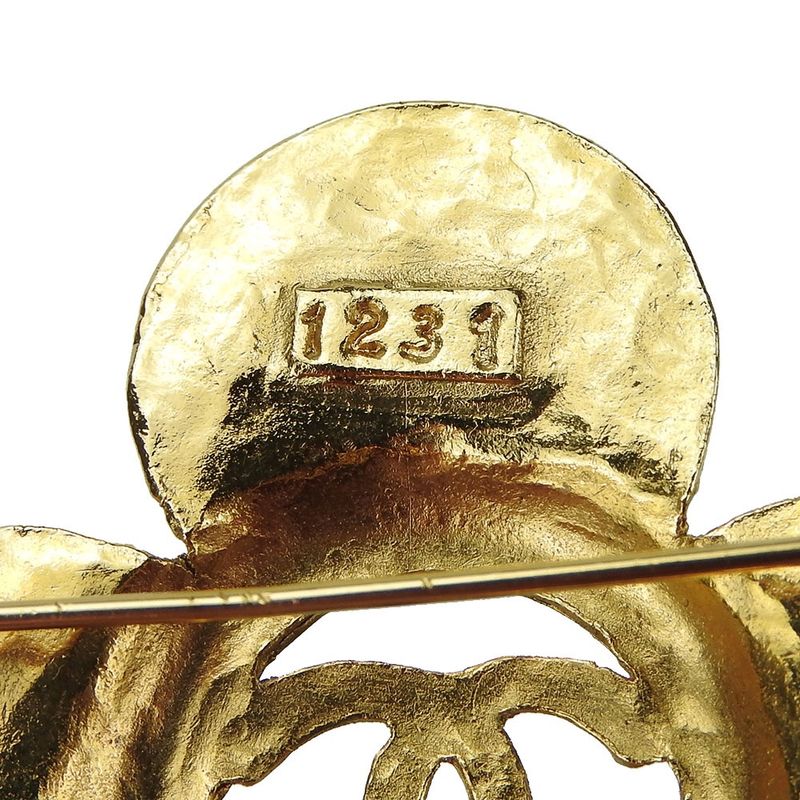 Chanel Coco Mark Brooch Accessories Flower Plated Gold Small Box Accessories