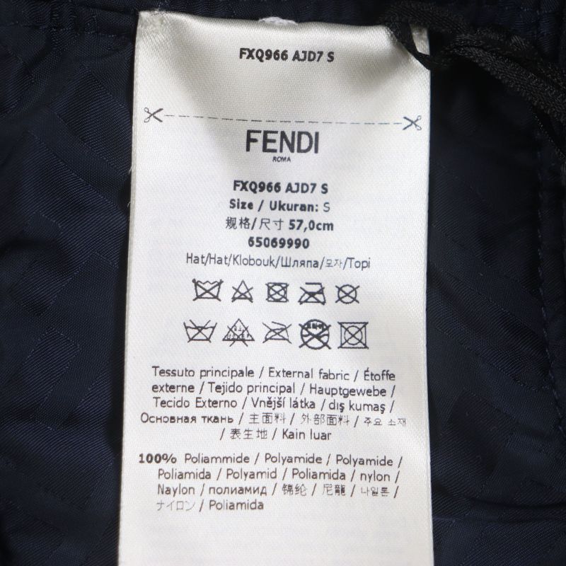  Fendi Fxq966 FF Logo Zucca Star Reversible Hat Bucket Hat Navy Storage With
