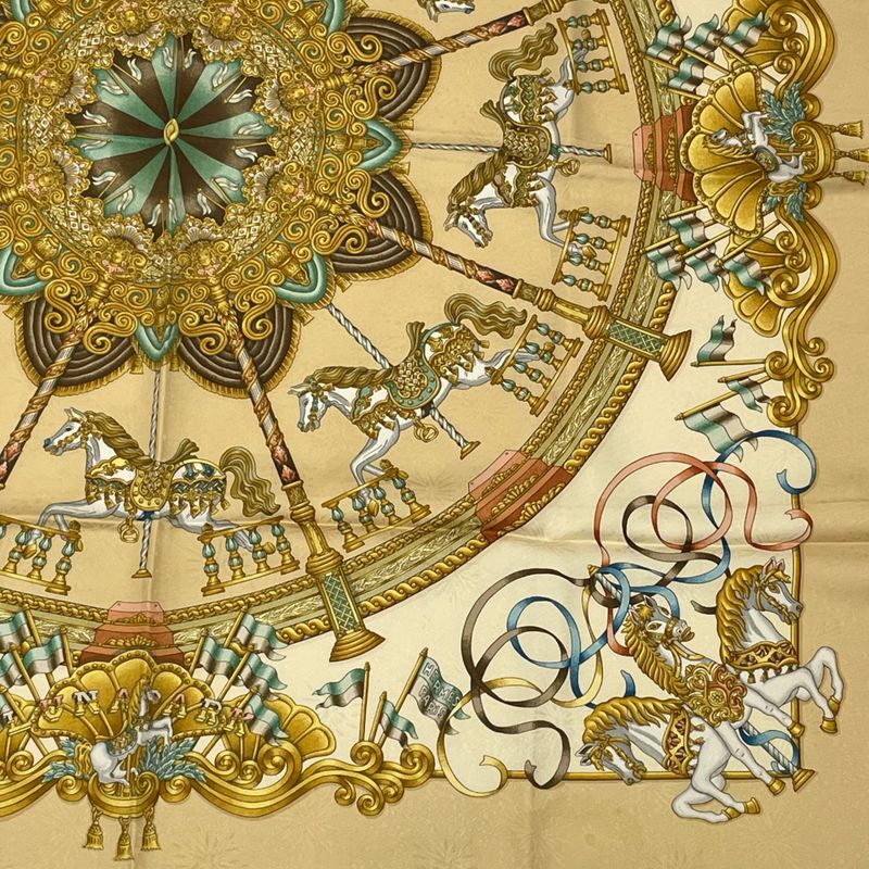 Hermes Carre 90 LUNA PARK Luna Park Amusement Park Scarf Silk Yellow