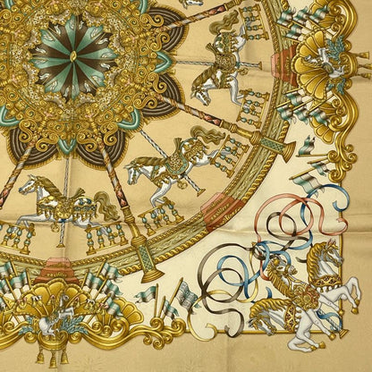 Hermes Carre 90 LUNA PARK Luna Park Amusement Park Scarf Silk Yellow