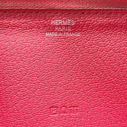Hermes Round Zipper Long Wallet Azap Pink Rose Lipstick
