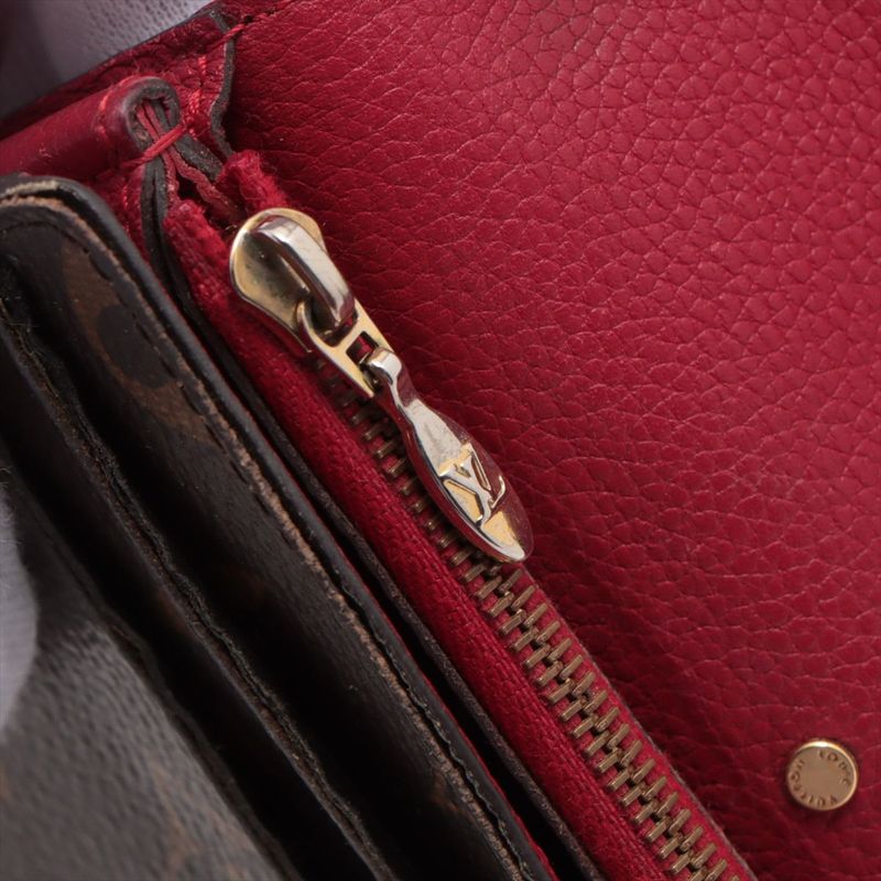 Louis Vuitton Monogram Portefeuille-pallas Long Wallet M58414 Red × Brown Made
