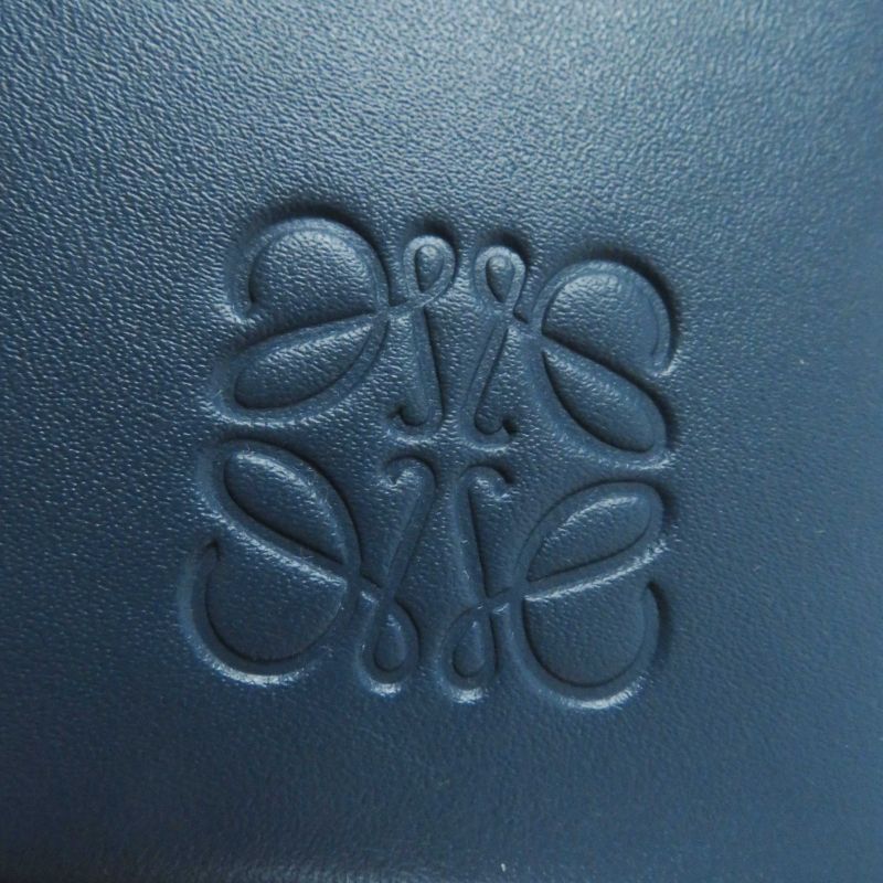 LOEWE Anagram Shape Pressed Heel Pouch/crossbody Leather Shoulder Bag Blue