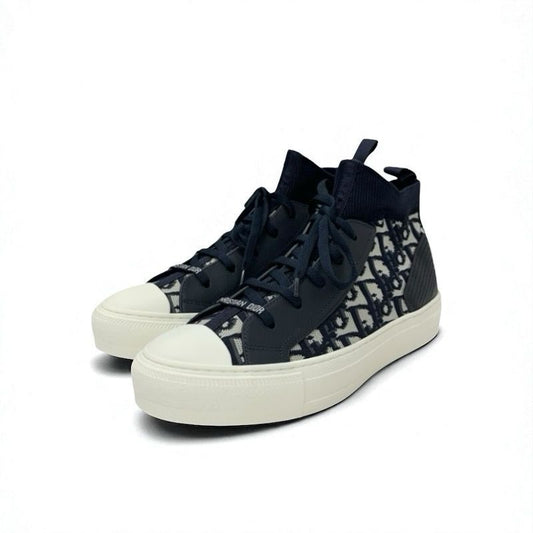 Christian DIOR Walk'n'dior Sneakers Shoes Fabric Leather Navy Unused Socks