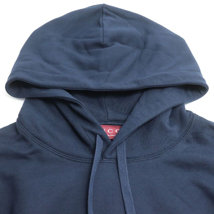 Gucci Cotton Jersey Print Hooded Sweatshirt Hoodie Navy 788771 Xjg59 4735 M