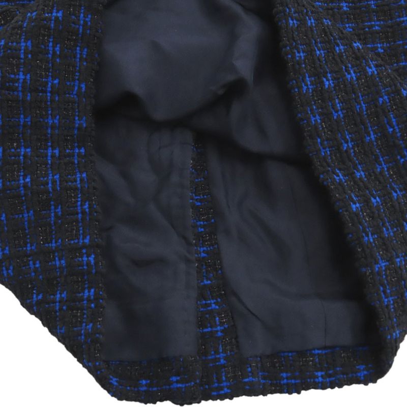 Chanel Coco Mark Button Tweed Skirt Checked Knee-length P52579 Polyester Wool