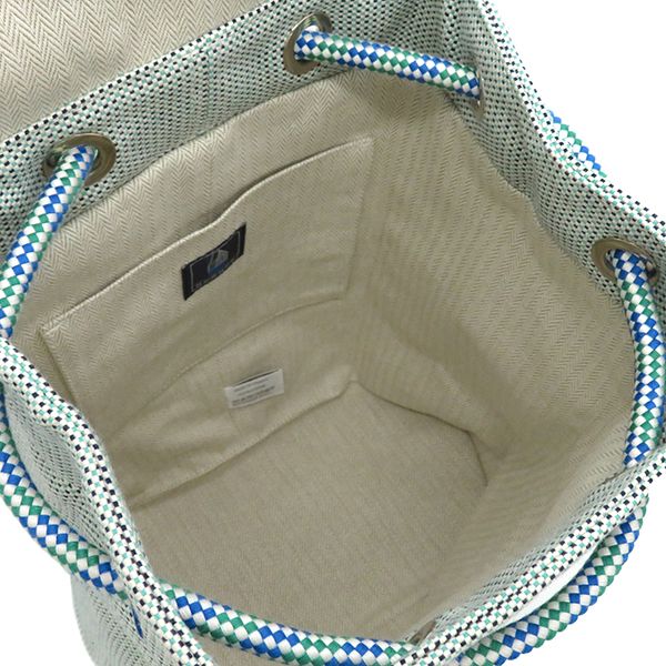 Hermes Rucksack Daypack Les Cabins Backpack Cotton Marine and Mint Silver