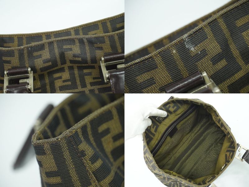 Authentic Fendi Zucca Tote Handbag Canvas Brown 26329 Zucca Bag Pre-owned