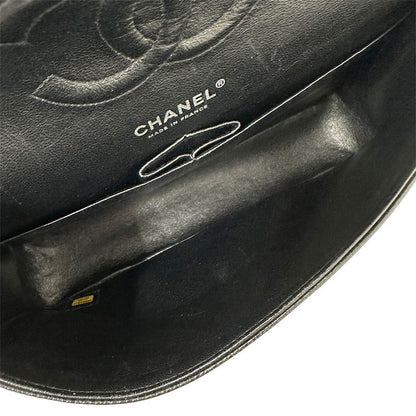 Chanel Bag Women's Brand Shoulder Bag Matelasse 25 Caviar Skin Black Silver