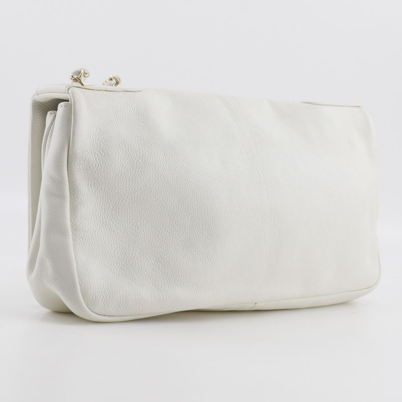 Chanel Chain Shoulder Coco Double Chain A46041 Lambskin White Ladies Shoulder